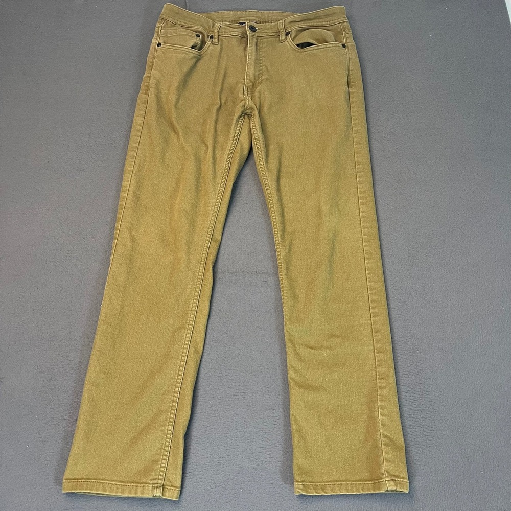 Jachs New York Tribeca Mens Khaki Tan Straight Leg Stretch Pants 34Wx30 Army Y2K